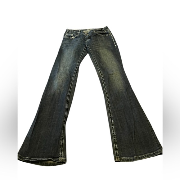 ROCK & ROLL DENIM WOMEN'S MEDIUM WASH MID RISE STRETCH BOOTCUT JEANS SIZE 32x34 - Picture 2 of 6